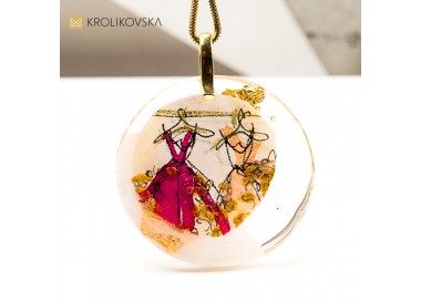 Naszyjnik Artystyczny z Autorską Grafiką w Żywicy