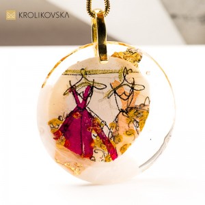 Naszyjnik Artystyczny z Autorską Grafiką w Żywicy