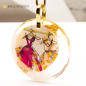 Naszyjnik Artystyczny z Autorską Grafiką w Żywicy