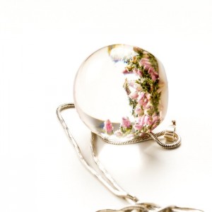 Srebrny naszyjnik z kwiatami wrzosu różowego