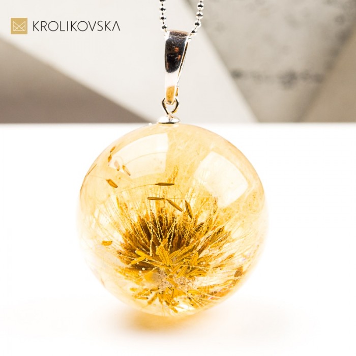 Naszyjnik z dmuchawcem w kuli prezent dla niej handmade.