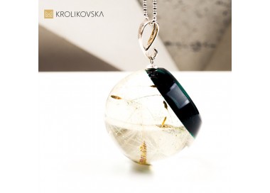 Naszyjnik kula z dmuchawcem symbol spokoju i natury handmade