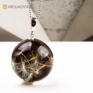 Naszyjnik kula z dmuchawcem symbol marzeń i lekkości handmade1