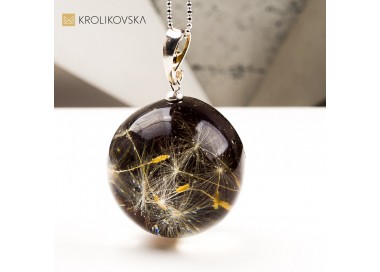 Naszyjnik kula z dmuchawcem symbol marzeń i lekkości handmade