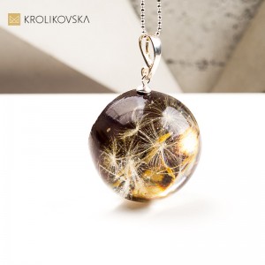 Naszyjnik kula z dmuchawcem symbol marzeń i lekkości handmade