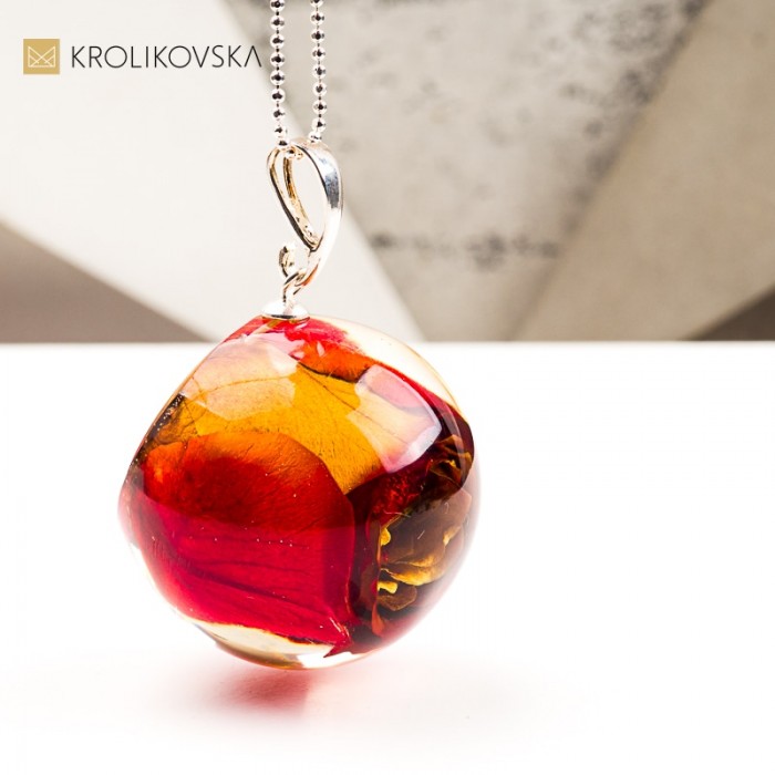 Naszyjnik kula z różą biżuteria z duszą prezent dla niej