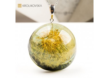 Naszyjnik kula z dmuchawcem symbol natury i równowagi handmade