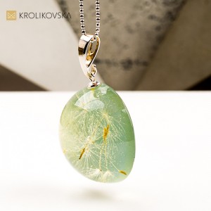 Naszyjnik półkula z dmuchawcem wyjątkowy prezent dla niej handmade