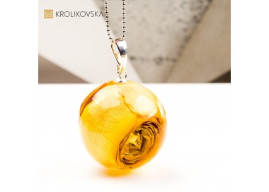 Naszyjnik kula z różą artystyczna biżuteria handmade prezent dla niej