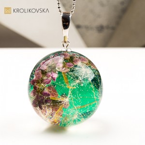Naszyjnik kula z wrzosem wyjątkowy prezent dla niej handmade2