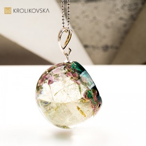 Naszyjnik kula z wrzosem wyjątkowy prezent dla niej handmade