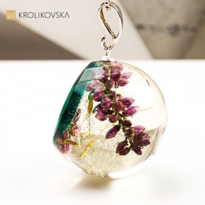 Naszyjnik kula z wrzosem wyjątkowy prezent dla niej handmade