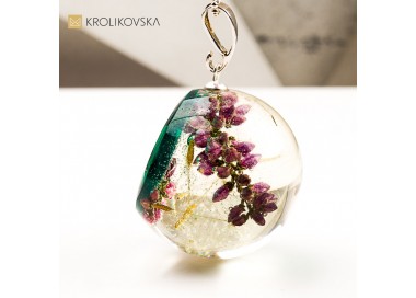 Naszyjnik kula z wrzosem wyjątkowy prezent dla niej handmade