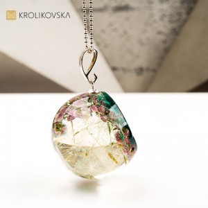 Naszyjnik kula z wrzosem wyjątkowy prezent dla niej handmade