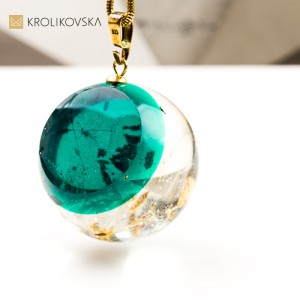 Naszyjnik kula z rośliną biżuteria dla dziewczyny handmade