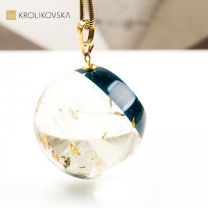 Naszyjnik kula z rośliną biżuteria dla dziewczyny handmade