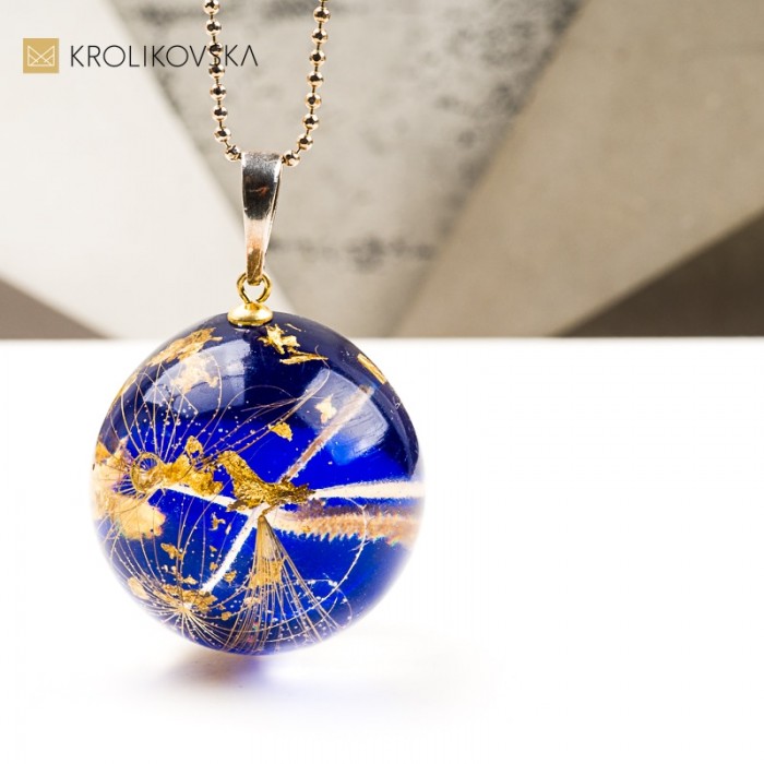 Naszyjnik kula z dmuchawcem prezent na Walentynki handmade