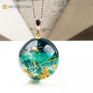 Naszyjnik kula z rośliną biżuteria na Dzień Kobiet1