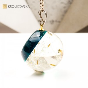 Naszyjnik kula z wrzosem biżuteria artystyczna z natury