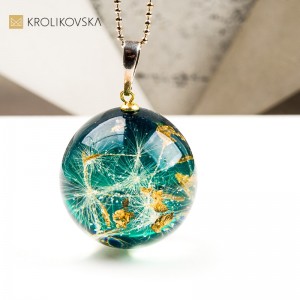 Naszyjnik kula z wrzosem biżuteria artystyczna z natury