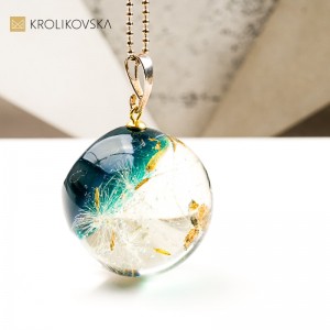 Naszyjnik kula z wrzosem biżuteria artystyczna z natury