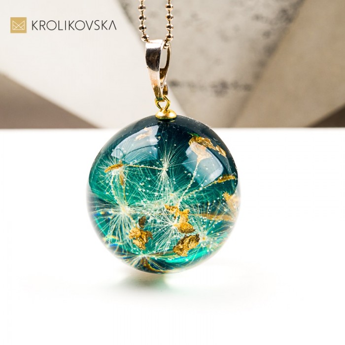 Naszyjnik kula z wrzosem biżuteria artystyczna z natury