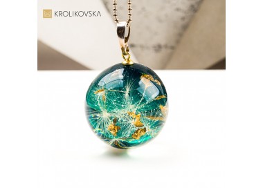 Naszyjnik kula z wrzosem biżuteria artystyczna z natury