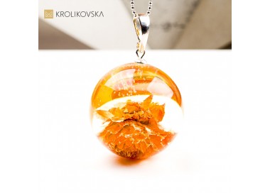 Naszyjnik kula z rośliną biżuteria świąteczna prezent z natury