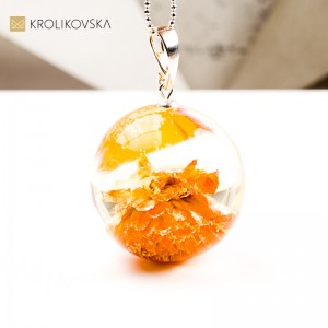 Naszyjnik kula z rośliną biżuteria świąteczna prezent z natury