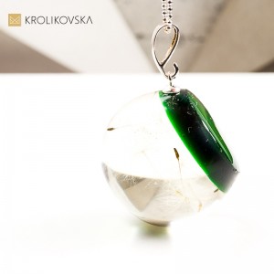 Naszyjnik kula z kwiatem polnym prezent dla niej handmade
