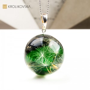 Naszyjnik kula z kwiatem polnym prezent dla niej handmade