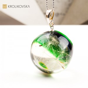 Naszyjnik kula z kwiatem polnym prezent dla niej handmade