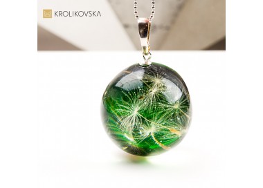 Naszyjnik kula z kwiatem polnym prezent dla niej handmade