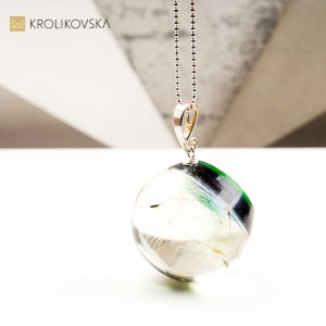 Naszyjnik kula z kwiatem polnym prezent dla niej handmade