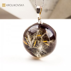 Naszyjnik kula z dmuchawcami, biżuteria z natury prezent dla niej