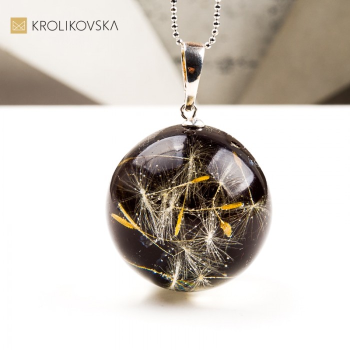 Naszyjnik kula z dmuchawcami, biżuteria z natury prezent dla niej