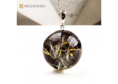 Naszyjnik kula z dmuchawcami, biżuteria z natury prezent dla niej