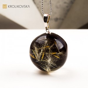 Naszyjnik kula z dmuchawcami, biżuteria z natury prezent dla niej