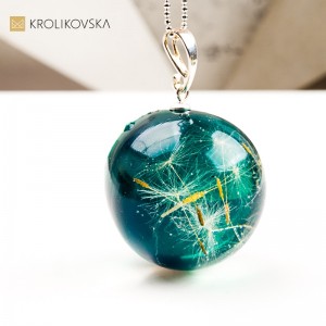 Naszyjnik kula z dmuchawcem prezent z natury handmade