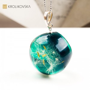 Naszyjnik kula z dmuchawcem prezent z natury handmade