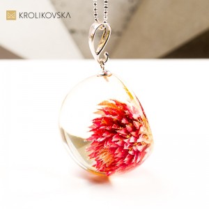 Naszyjnik kula z mchem biżuteria z natury prezent handmade