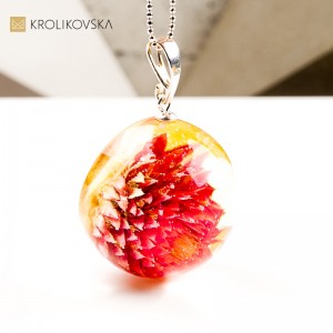 Naszyjnik kula z mchem biżuteria z natury prezent handmade