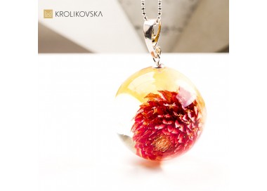 Naszyjnik kula z mchem biżuteria z natury prezent handmade