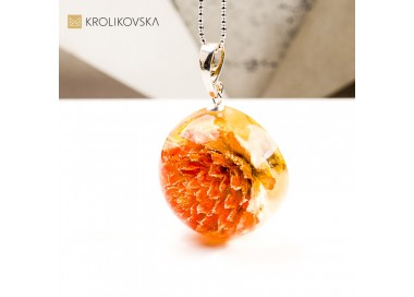 Naszyjnik kula z rośliną biżuteria artystyczna prezent handmade1
