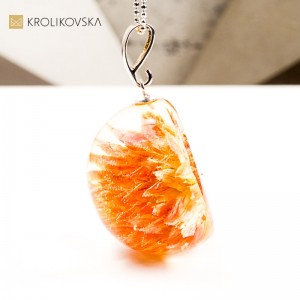 Naszyjnik kula z rośliną biżuteria artystyczna prezent handmade