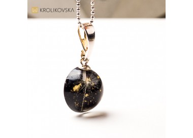 Naszyjnik z żywicy z dmuchawcem i złotym akcentem – luksusowy prezent1