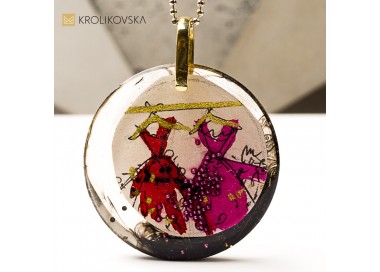 Ręcznie malowany naszyjnik, biżuteria z charakterem.