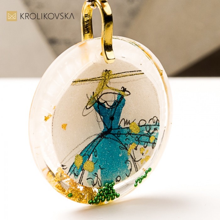 Naszyjnik z malowaną grafiką, świąteczny prezent z duszą.