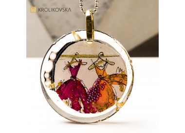 Ręcznie malowany naszyjnik, prezent dla miłośniczki designu