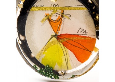 Biżuteria z grafiką w żywicy, prezent dla koneserki sztuki.